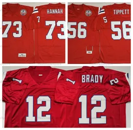 Jersey Vintage Mens 1984 Red 56 Andre Tippett 73 John Hannah Football Jerseys 12 Tom Brady zszyte koszulki