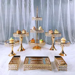 Bakeware Tools Gold Silver 7-8pcs Electroplate Metal Cake Stand Set Display Wedding Birthday Party Dessert Cupcake Plate Rack