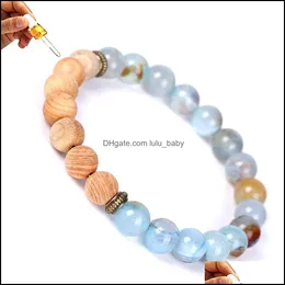 Fili di perline Ice Crack Stone Perline di legno Bracciale diffusore di olio essenziale Nce Yoga Amicizie Gioielli per donna Uomo Drop Dhqgx