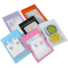 Flerfärgade tydliga och färgglada mylarfolieförpackningspåsar Rainbow Colorful Refection Phone Accessories Packaging Pouches