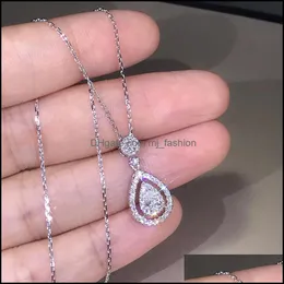 Pendant Necklaces Victoria Sparkling Luxury Jewelry 925 Sterling Sierrose Gold Fill Drop Water White Topaz Pear Cz Diamond Women Pend Dhx3C