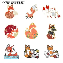 Fox Pins Collection Animal Brooches Be Quite Quote Letter Funny Silent Risvolto Spilla Volpe Distintivi Gioielli del bosco