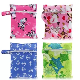 Sacos de armazenamento reutilizáveis ​​à prova d'água para almofadas menstruais de enfermagem compõem o carrinho de viagem Mini Baby Baby Nappy Bag Wet Bag FY3871 831