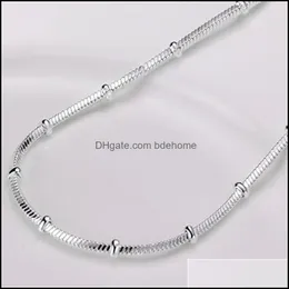 Kedjor 925 Sterling Sier 18 tum 1,2 mm Snake Chain Pärlor Halsband för kvinnor MAN Fashion Wedding Engagement Jewelry 1219 T2 Drop Deliv Dhkqb