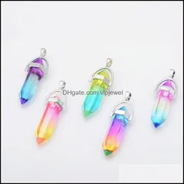 Charms Colorf Glass Hexagon Prism Charms Rainbow Pendant для ювелирных изделий для ожерелья делает женщин.