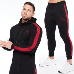 Erkeklerin izleri erkekler traje de jogger para hombre ropa calle gayri resmi bir la moma chaqueta con cremallera fitness sudadera capucha