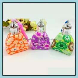 Perfume Bottle Beautif Color Flower Per Bottle Roller Lids Empty Fragrance Scented Vials Women Makeup Gift Favors 10Pcs/Lot Dc859 Dro Dhamf