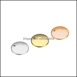 Charms 10/20Mm Stainless Steel Charms Sier Gold Rose Color Round Shape Stam Blank Tag Pendants For Making Necklace Jewelry 513 H1 Dro Dh7Q9