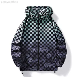 남자 재킷 패션 브랜드 까마귀 새로운 도착 편지 슬리브 면화 패션 바둑판