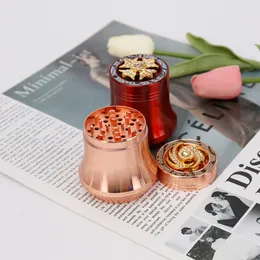 Metal Grinder Smoking Accessories Zinc Alloy Herb Grinders 63mm 4 Layers Conical Top Cover With Diamond