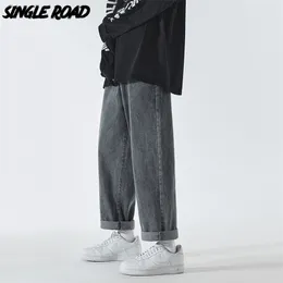 Mens Jeans Single Road Mens Wide Leg Jeans Homens Y2K Baggy Oversized Denim Calças Hip Hop Streetwear Calças Coreanas Vintage Cross Jeans 220831