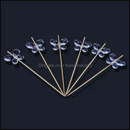 Andra evenemangsfestleveranser Clear Acylic Butterfly Bead Bamboo Cocktail Sticks Martini Picks Olive Sandwich Cake Fruit Party Favor 20 Dhohl