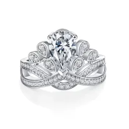 Pierścień Pierścień Drop woda gruszka moissanite szmaragd szafir szklisty rozmiar pierścienia koronnego rozmiar 10-20 przełęczy biżuteria