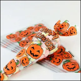 Wrap Prezent 100pcs Halloween torebka stożka dyniowy nietoperz pająk trójkątne torby cukierki Prezenty Favors Pakiet Pakiet lub Sztuczka kieszeń 220819 Drop dhosa