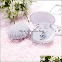 Jewelry Boxes 5 Color Veet Shell Shape Jewelry Boxes For Pendant Necklaces Women Luxury Wedding Engagement Gift Case Packaging Displa Dhjx4