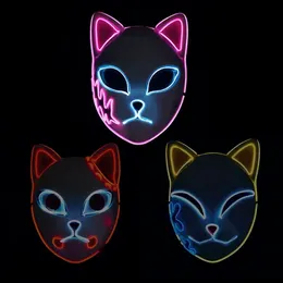 Party Masken Dämon Slayer Fuchs Halloween Maske Japanische Anime Cosplay Kostüm LED Masken Festival Liefert FY7942 831