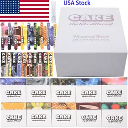 USA Stock Cake All Glass Package Atomizer Empty Vape Pen Cartridges 10 Strains Ceramic Coil Carts 1ML Oil Dab Wax Vaporizer Carts 510 Thread Electronic Cigarettes