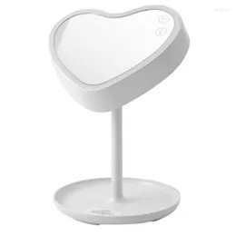 Kompaktowe lusterka LED Vanity Mirror Contact Dimming Desk Stół w kształcie serca ładowanie USB