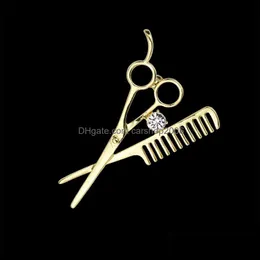 Pins Brooches Trend Fashion Accessories Comb Scissors Cor Brooch Pin High Quality Simated Rhinestone Decoration Accessory 39 W2 Drop Dhiys