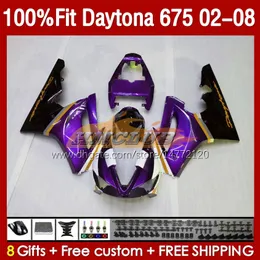 حقن القالب فيرات ل Daytona 675 R CC 675R 02 03 04 05 06 07 08 KIT 148NO.115 675CC 2002-2008 DAYTONA675 2002 2003 2004 2005 2006 2007 2007 OEM Fairing Glossy Purple