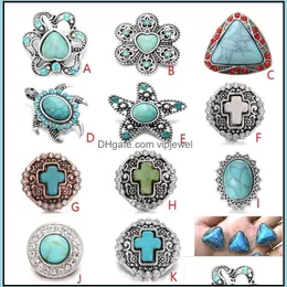 CLASPS HOOKS NOOSA TURQUOSE 18mm Snap Button Cross Natural Stone Triangle Love Heart Chunks Diy Ginger Charms Bracele Dhseller2010 Dhunp