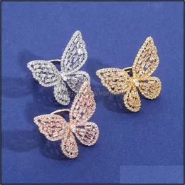Bröllopsringar Förlovningsringar för kvinnor Luxury Designer Ring Wedding Love Jewelry Iced Out Diamond Butterfly Bijoux de Luxe Femmes 3 DH8HR
