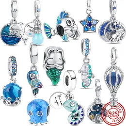 925 Srebrny urok koralika Fit pandora urok Bransoletka morze zwierzę Zmiana Kameleon Charms Dangle Charmes Ciondoli DIY Fine Kulki Biżuteria