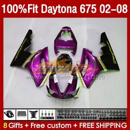 Daytona 675 R CC 675R 02 03 04 05 05 06 07 08 KIT 148NO.116 675CC 2002-2008 Daytona675 2002 2003 2004 2005 2006 2007 2008 OEM FAIRING ROSE BLACK BLKK