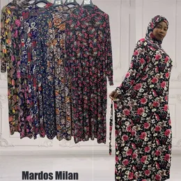 Ethnische Kleidung Muslimische Frauengebetskleidungsstammblume Hijabs Jibab Turkeyafrican Anbetung Robe mit Cap Islam Arabisch Kaftan Kleid Ramadan 220831