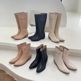 2022 Pocket boots Designer Women Zipper Pointed Boot Cheshire Martin Shoes Thick Heels Half Boots Knee Ankle Fashion booties