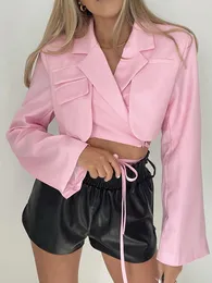 Damenanzüge Frühling 2022 Bürodame Professioneller rosa Blazer Langarm Streetwear Cardigan Anzug Damen Korean Fashion Casual Short Tops