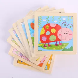 11X11CM Kids Wooden Puzzle Toy Vehicle Animal Jigsaw Cartoon Traffic Tangram Toys Educational Toys Puzzles for Child Gifts