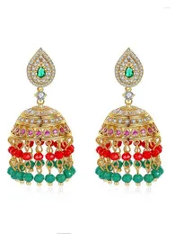 Baumelnde Ohrringe Jhumka ethnische Glocken Tropfen Perlen Quasten Jhumki für Braut Hochzeit Frauen Modeschmuck Bollywood Geschenke