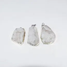 Hänge halsband råa vita kristallkvarts druzy sten för halsband charms 5 st mycket smycken som gör stora geode drusy pärla kvinnor tillbehör