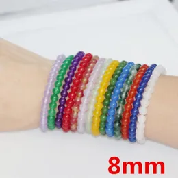 Charm Bilezikler Kadınlar İçin El Yapımı Strand Bilezik 8mm Doğal Taş Jades Boncuklar Zarif Hediyeler Bilek Bant Takıları 19cm B366