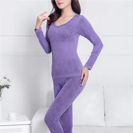 Women's Two Piece Pants Autumn Winter Women Thermal Underwear Set Ladies Clothes Seamless Long Sleeve O Neck Top Johns Female