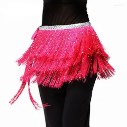 Stage Wear Belly Dance Costume Fringe Tassel Hip Scarf Waist Belt Chain Sequins Wrap Skirt