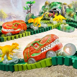 Druckguss-Modellauto, Dinosaurier-Zug-Spielzeug, 252 Stück, „Create A World“, Straßenrennen, flexible Rennstrecke, Spielset, Spielzeug-Rennwagen für alte Jungen und Mädchen, 221201
