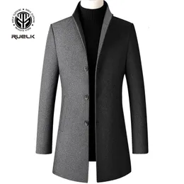 Men's Wool Blends RUELK Woolen Coat Autumn and Winter Mid-length Classic Solid Color Business Trench 221130