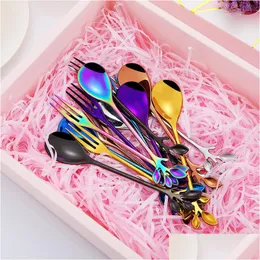 Gorks Creative Branch Alloy Moon Cake Forks 12cm MIT Color Coffee Stirring Spoon Vintage Kitchen Tool Gifts 3 7XC E1 Drop de Dhgarden Dhbwz