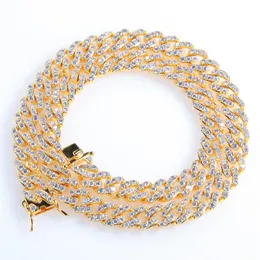 Tennis Miami CZ Cuban Link Chain Halsband Armband 8mm Full Bling Iced Out Crystal Fashion Jewelry Men Women Par Necklace Gift212n