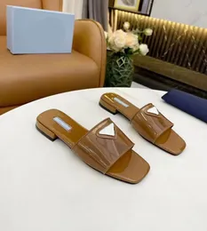 Women's designer slippers fashion slides leather sandals luxury walk show indoor outdoor beach shoes gift box size 35-43