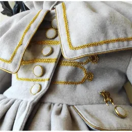 Coat 1 12y Baby Girl Autumn Winter Handmand anpassade England Spanska grå prinsar till jul avslappnad 221130