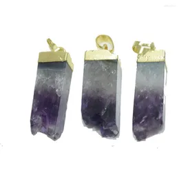 Pendant Necklaces Raw Natural Amethysts Druzy Femme 2022 Purple Rectangle Long Gold Cap Cluster Geode Crystal Quartz Women