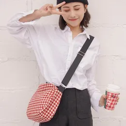 Evening Bags Women Canvas Shoulder Bag Female Red Black Plaid Small Flap Cotton Cloth Checked Crossbody Girls Zipper Messenger #20