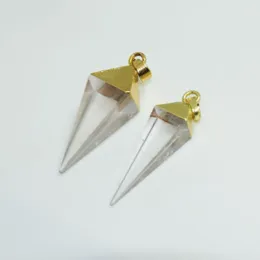 Pendant Necklaces Gold Plating Crystal Quartz Arrowhead For Diy Jewelry Making Famale Natural Stone Clear Rhombus Faceted