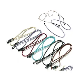 Eyeglasses Chains Eyeglasses Glasses Chain Holder Thick Twist Sunglasses Pu Leather Rope Braided Lanyard Nonslip Strap Cord Drop Del Dhkvc