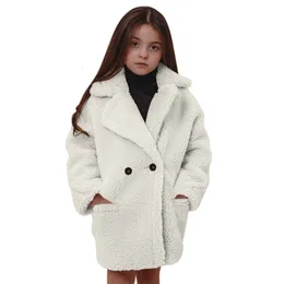 Coat Fashion Kids Baby Girls Clothes Faux päls Vinter Varma utkläder Tjock S nallebjörn Lång lös barn Jacka 221130