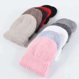 Rabbit Fur Women Winter Hats Beanie Warm Long Fur Skullies Beanies Female Caps Wide Cuff Young Style Hat for Girls