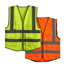 100% Polyester Multi Pocket Zip Security High Reflective Safety Clothing Mens Vest and Jackets